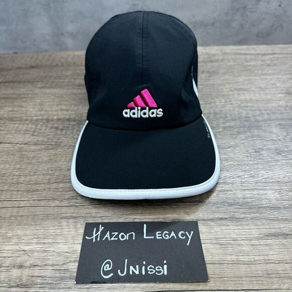 Adidas~Women’s~Black/Pink~Adjustable Strapback Climalite Runner Jogger Hat-C118 - Picture 1 of 7